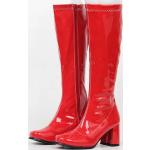 Stivali larghezza E classici rossi numero 40 di pelle con punta quadrata con cerniera con tacco per Donna 