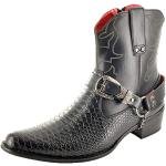 Stivali in pelle di serpente alla caviglia, stile cowboy, da uomo, con zip laterale lunga, Nero (Black), 10 UK