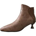 Stivali eleganti marroni numero 39 di gomma con stringhe con tacco da 5 cm a 7 cm con tacco per Donna Generico 