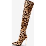 Stivali larghezza A in pelle di camoscio leopardati con tacco per Donna 