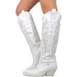 Stivali texani larghezza C bianchi numero 37 di pelle con tacco da 7cm a 9 cm per Donna KikkiLine 