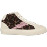 Sneakers alte larghezza EE scontate avorio numero 38 in tessuto leopardate con glitter con stringhe per Donna Stokton 