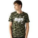 Strand Clothing Junglist Lions t-Shirt – Drum & Bass Camouflage Stampato Uomo Unisex Maglietta - Verde - L