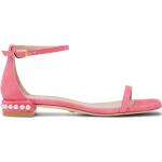 Sandali bassi larghezza E eleganti rosa numero 37 con punta quadrata tacco a blocco per Donna Stuart Weitzman 