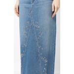 Gonne jeans scontate classiche blu in misto cotone con borchie midi per Donna Anna Sui 