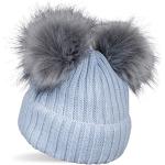 Cappelli invernali 55 blu chiaro XL di pile con pon pon per Donna 
