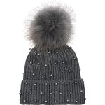 Cappelli invernali grigi di pile con perline per Donna 