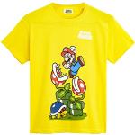 Super Mario Maglietta Bambino, T Shirt in Cotone per Ragazzo 4-12 Anni, Magliette A Maniche Corte, Abbigliamento Originale (Giallo, 11-12 Anni)