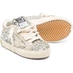 Sneakers stringate larghezza A argentate numero 33 di gomma con glitter con stringhe per Donna Golden Goose Super Star 