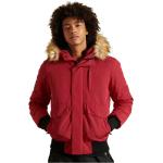 Giacche classiche rosse XL di pelliccia con cappuccio per Uomo Superdry Everest 