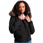 Giacche classiche nere M di eco-pelliccia con cappuccio per Donna Superdry Everest 