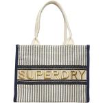 Shopper scontate eleganti beige di tela a righe per Donna Superdry 