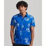Camicie hawaiane scontate casual blu S di cotone mezza manica per Uomo Superdry 