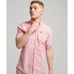 Camicie Oxford scontate casual rosa XL di cotone Bio mezza manica per Uomo Superdry 