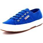 Sneakers basse larghezza E casual blu numero 42 di cotone con stringhe traspiranti per Donna Superga Classic 