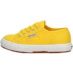 Sneakers basse larghezza E scontate casual gialle numero 32 di cotone con stringhe traspiranti per bambini Superga Classic 