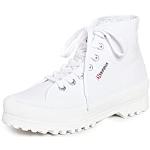 Sneakers alte larghezza E casual bianche numero 41 con stringhe per Donna Superga COTU 