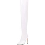 Stivali con cerniera larghezza A casual bianchi numero 37 di gomma con cerniera con tacco sopra i 9 cm per Donna 