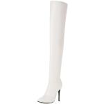 Stivali con cerniera larghezza A casual bianchi numero 36 di gomma con cerniera con tacco sopra i 9 cm per Donna 