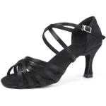 Scarpe larghezza E eleganti nere numero 36 in pelle di camoscio con punta aperta traspiranti da balli latino americani per Donna 
