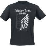 T-Shirt Anime di Attack On Titan - Outlined Scout Crest - S a XXL - Uomo - nero