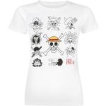 T-Shirt Anime di One Piece - Skulls - M a L - Donna - bianco