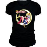 Magliette & T-shirt nere XL di cotone con scollo tondo mezza manica con scollo rotondo per Donna Sailor Moon 