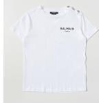 T-shirt manica corta scontate casual bianche di cotone lavabili in lavatrice mezza manica per bambini Balmain 