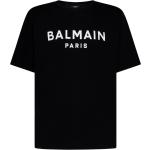 Magliette & T-shirt nere XXL taglie comode di cotone a girocollo a tema Parigi mezza manica con scollo rotondo Balmain 