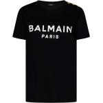 Magliette & T-shirt nere M di cotone a girocollo a tema Parigi mezza manica con scollo rotondo Balmain 