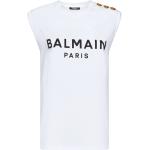 Magliette & T-shirt bianche M di cotone a girocollo senza manica con scollo rotondo Balmain 