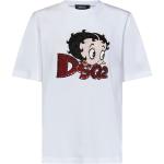 Magliette & T-shirt bianche M di cotone con perline a girocollo mezza manica con scollo rotondo Dsquared2 Betty Boop 