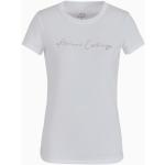 Magliette & T-shirt bianche S in jersey tinta unita con glitter con scollo tondo mezza manica con scollo rotondo per Donna Giorgio Armani Exchange 