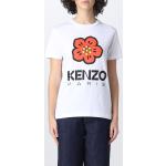 Magliette & T-shirt scontate casual bianche S di cotone a girocollo a tema Parigi mezza manica con scollo rotondo Kenzo Flower 
