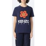 Magliette & T-shirt scontate casual blu XS di cotone a tema Parigi mezza manica con scollo rotondo Kenzo Flower 