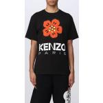 Magliette & T-shirt scontate casual nere S di cotone a girocollo mezza manica con scollo rotondo Kenzo Flower 