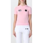 Magliette & T-shirt casual rosa chiaro XS di cotone mezza manica con scollo rotondo Chiara Ferragni 