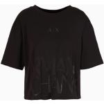 Magliette & T-shirt nere XS in misto cotone tinta unita con scollo tondo mezza manica con scollo rotondo per Donna Giorgio Armani Exchange 
