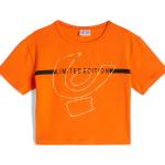 T-shirt manica corta scontate arancioni di cotone mezza manica per bambini Freddy 