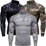 Pullover militari neri 3 XL taglie comode in poliestere mimetici a collo alto manica lunga per Uomo 