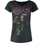 Magliette & T-shirt grigie 3 XL taglie comode di cotone a fiori con scollo a V mezza manica con scollo a V per Donna Alchemy England 