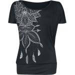 Magliette & T-shirt gotiche nere 5 XL taglie comode in viscosa a fiori con scollo tondo con scollo rotondo per Donna Gothicana 