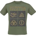 Magliette & T-shirt verde oliva XXL taglie comode di cotone con scollo tondo mezza manica con scollo rotondo per Uomo Led Zeppelin 