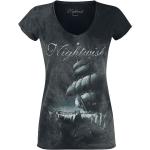 Magliette & T-shirt nere 4 XL di cotone batik con scollo a V mezza manica con scollo a V per Donna Nightwish 