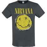 T-Shirt di Nirvana - Amplified Collection - Worn Out Smiley - S a 3XL - Uomo - carbone