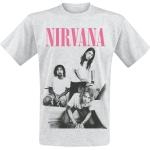 Magliette & T-shirt grigie XXL taglie comode di cotone con scollo tondo mezza manica con scollo rotondo per Uomo Nirvana 