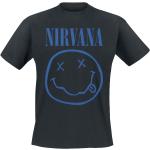 Magliette & T-shirt nere XXL taglie comode di cotone con scollo tondo mezza manica con scollo rotondo per Uomo Nirvana 