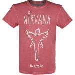 Magliette & T-shirt rosse XXL di cotone con scollo tondo mezza manica con scollo rotondo per Uomo Nirvana 