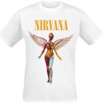 Magliette & T-shirt bianche XXL taglie comode di cotone con scollo tondo mezza manica con scollo rotondo per Uomo Nirvana 