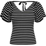 T-Shirt di Only - Onlleelo Stripe Back V-Neck Top - XS a S - Donna - nero/bianco